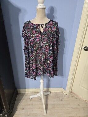 Libby Edelman Chiffon Floral Blouse Size XL